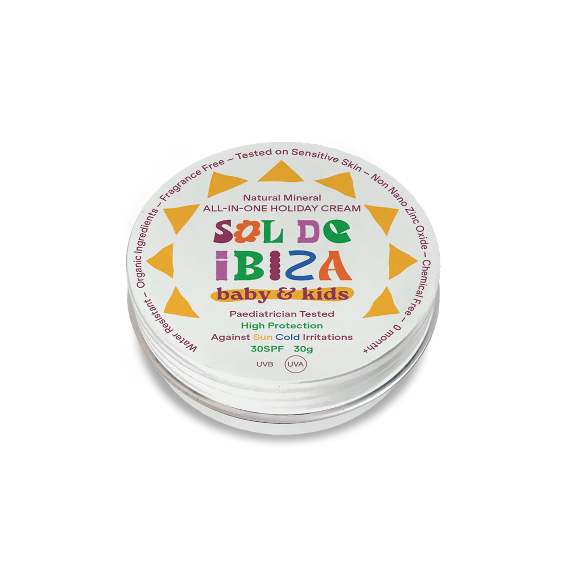 SOL DE IBIZA MINI apsauginis kremas veidui ir kūnui nuo saulės vaikams BABY&KIDS SPF 30, 30g