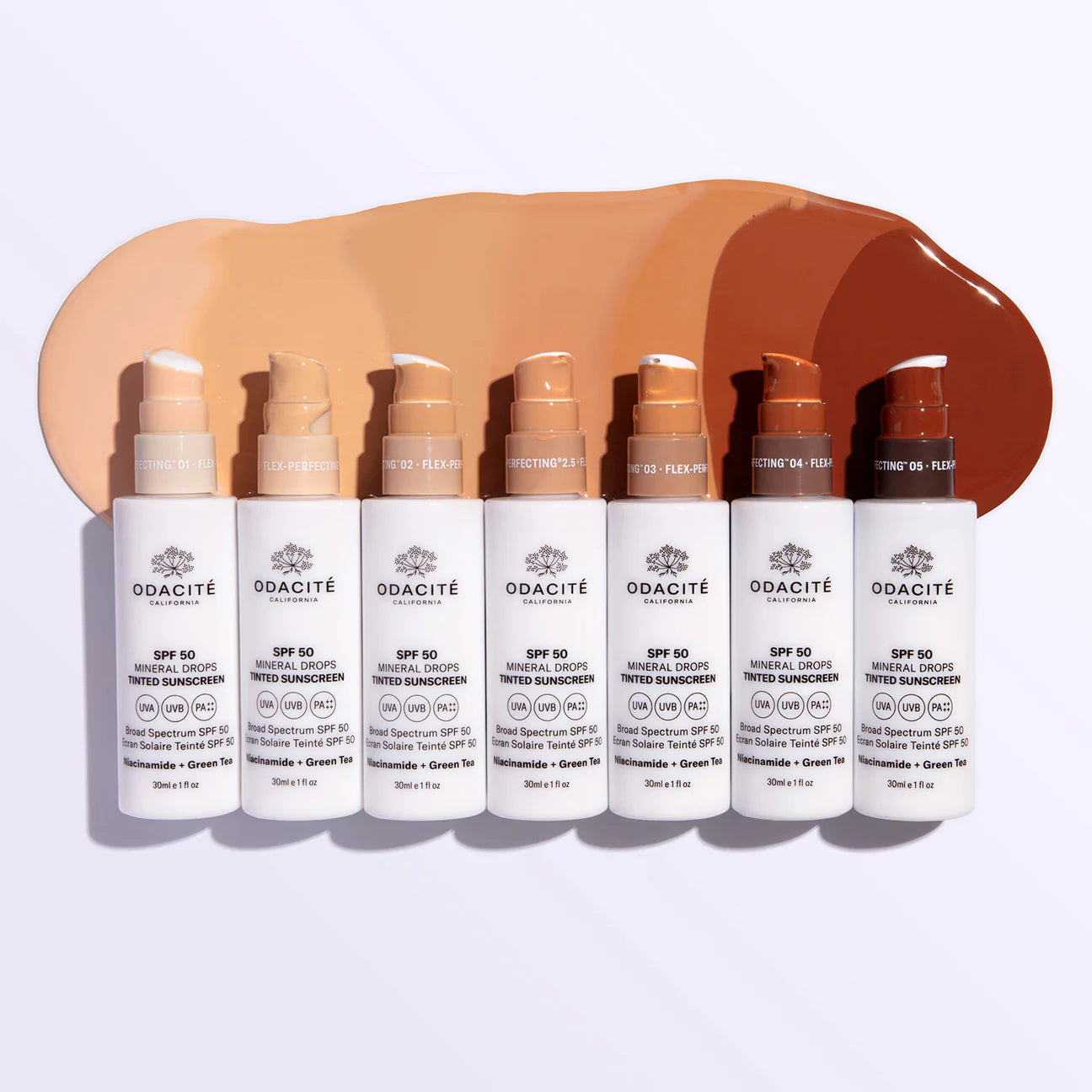 Odacité SPF 50 Mineralinė Apsauga nuo Saulės su atspalviu (Niacinamidas + Žalioji arbata) 30ml