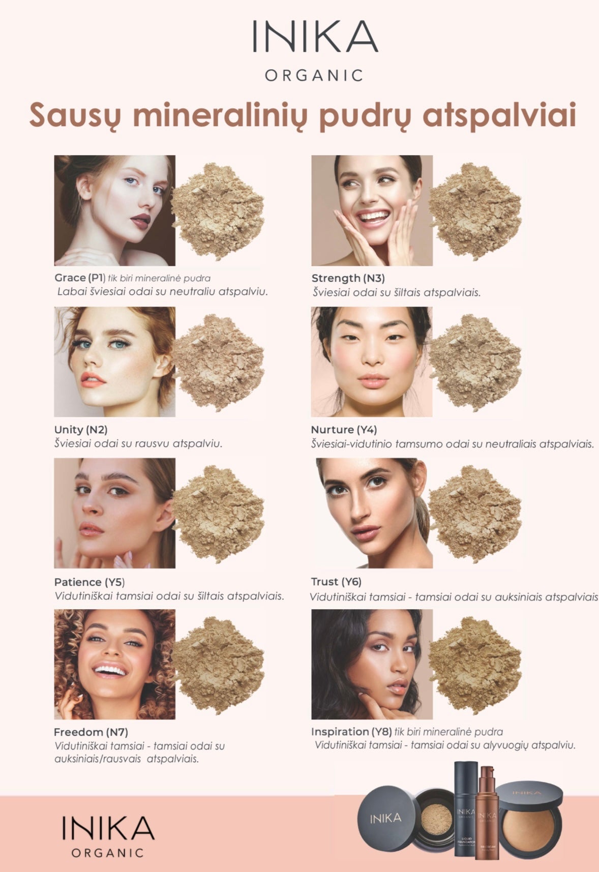 INIKA BIRI MINERALINĖ PUDRA  SPF25, 8g