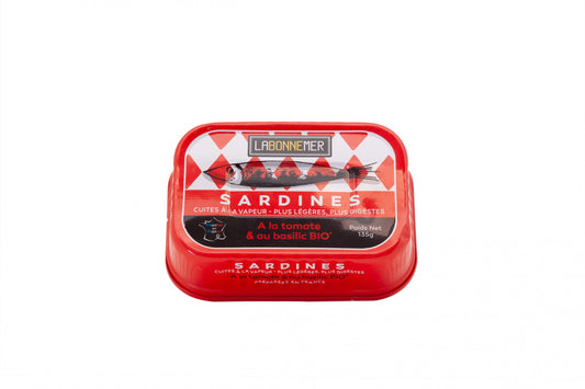 Ferrigno sardinės su ekologiškais pomidorais ir baziliku, 135 g skardinė